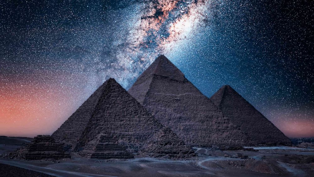 Pyramids at night